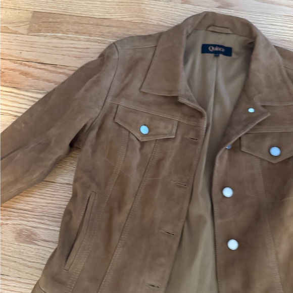 Quince 100% Suede Trucker Jacket Cognac Size Medium - Picture 7 of 13
